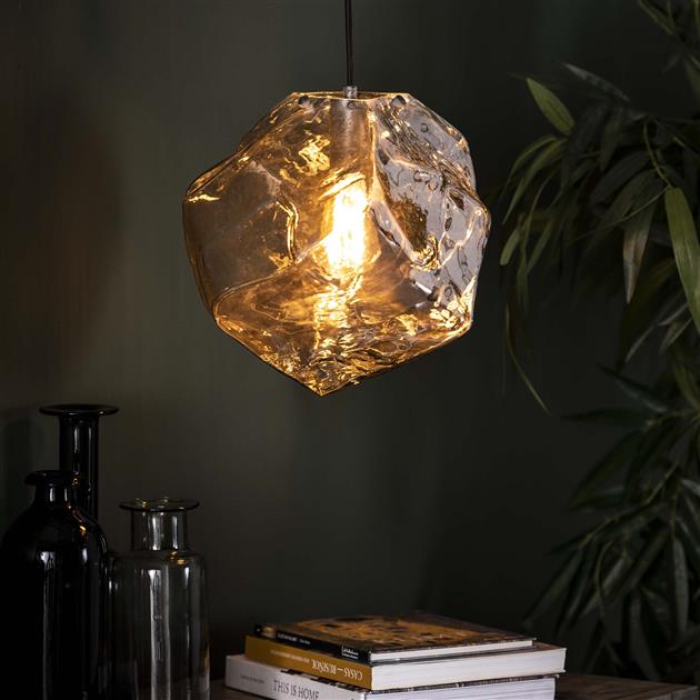 Hanglamp 1L rock chromed / Chromed glas