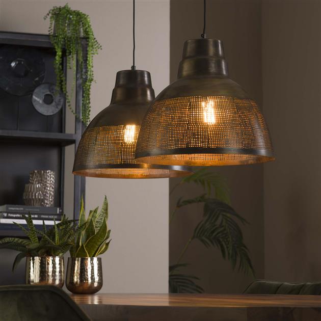 Hanglamp 2x38 screen / Brons antiek