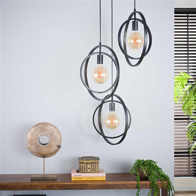 Hanglamp 3L Turn around getrapt / Charcoal