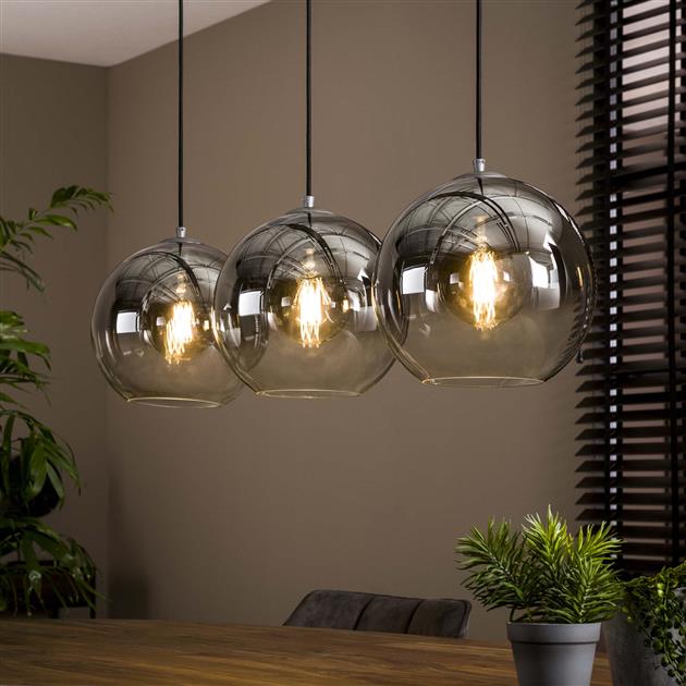 Hanglamp 3L bubble shaded / Oud zilver