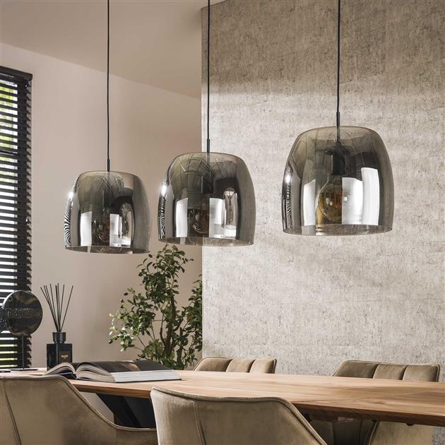 Hanglamp 3L drift glass / Smoke grey glas