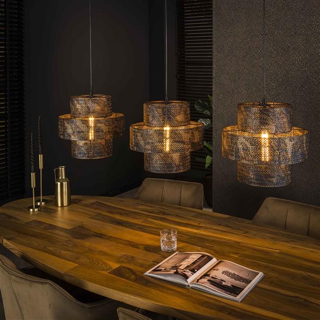 Hanglamp 3L lantern / Zwart bruin