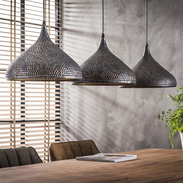 Hanglamp 3x32 punch trechter / Zwart bruin