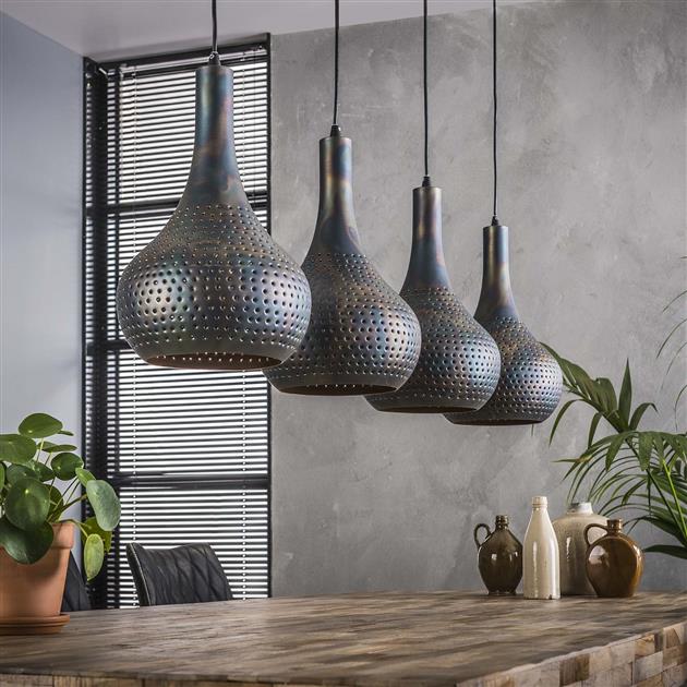 Hanglamp 4L punch kegel / Zwart bruin
