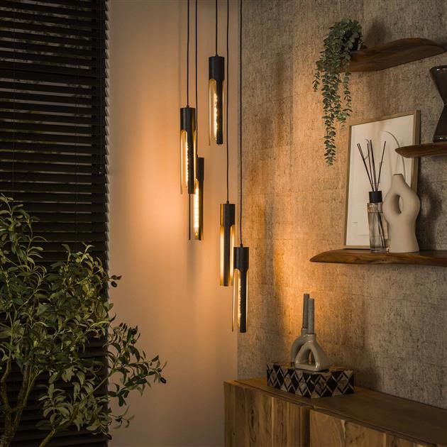 Hanglamp 5L getrapt tube / Artic zwart