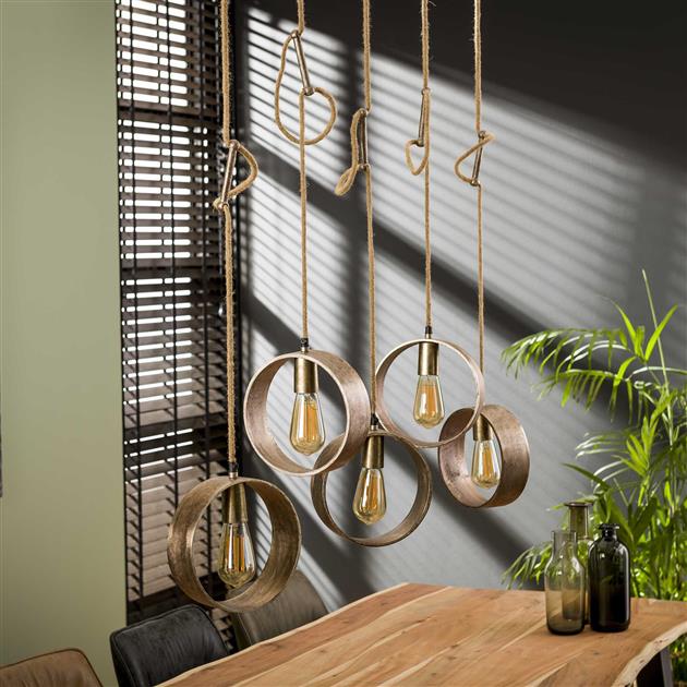 Hanglamp 5L loop/Antiek Nikkel