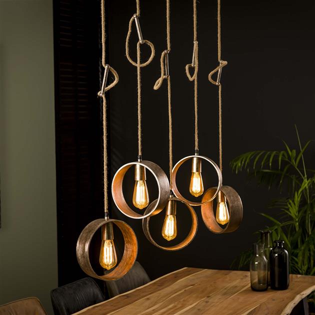 Hanglamp 5L loop/Antiek Nikkel