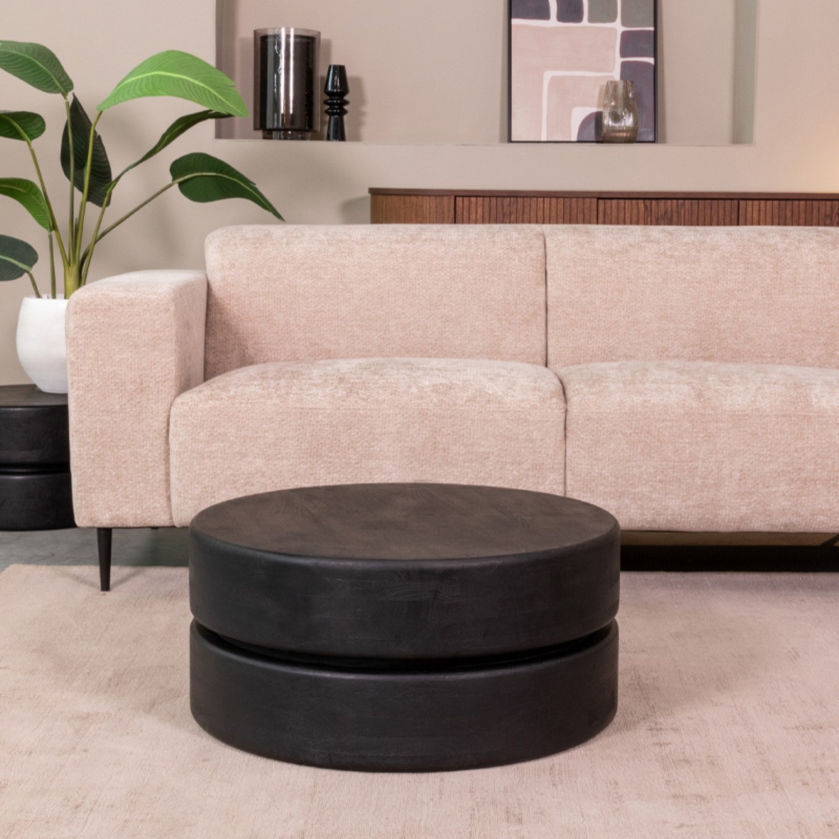 Salontafel Milly - Zwart - Mangohout - 70 cm