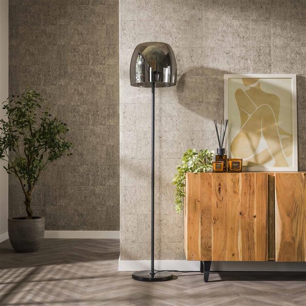 Vloerlamp 1L drift glass / Smoke grey glas