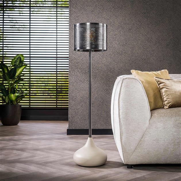Vloerlamp 1L rechte kap natural / Natural grey