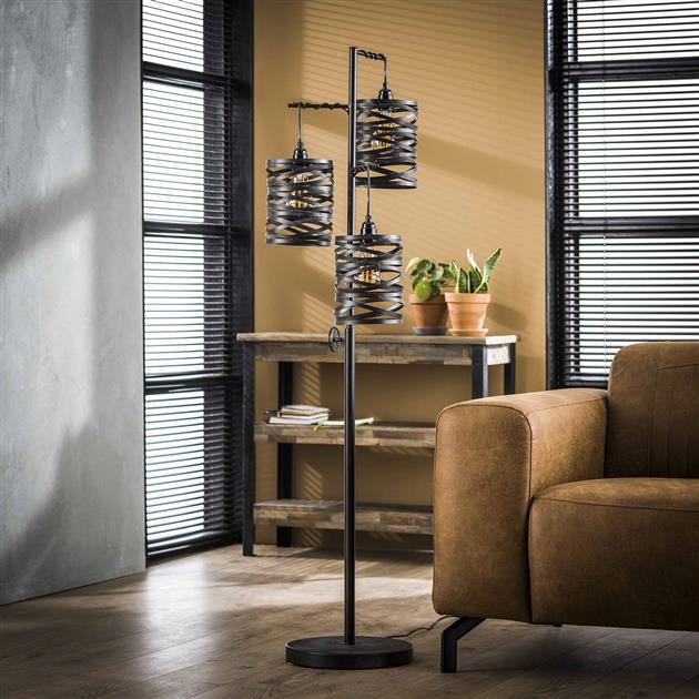 Vloerlamp 3L spindle / Slate grey