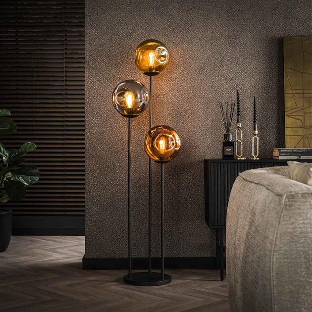 Vloerlamp 3x 25 stellar / Artic zwart