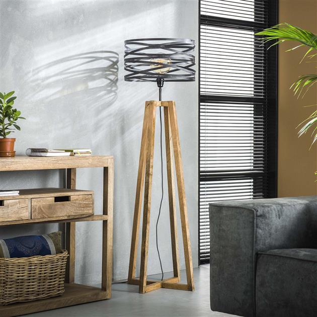 Vloerlamp twist houten kruisframe / Slate grey