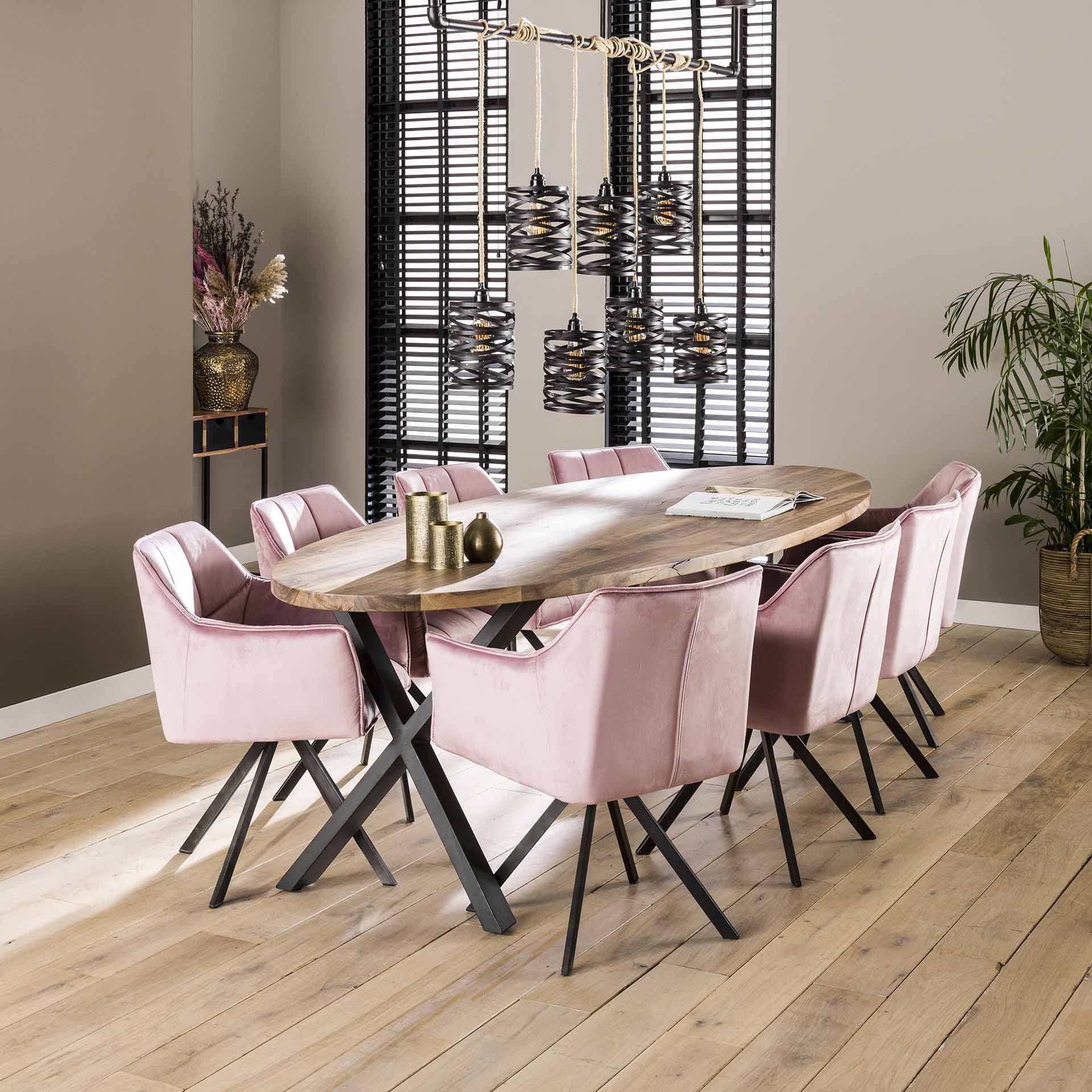Armstoel raster draaibaar / Roze velours