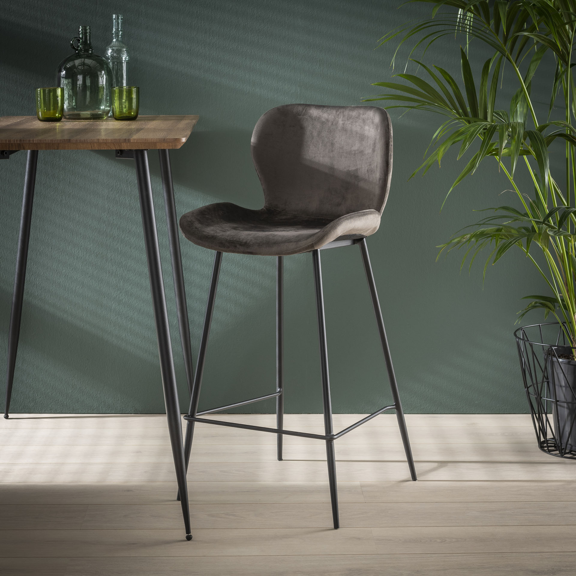 Barstoel Cario / Antraciet velours