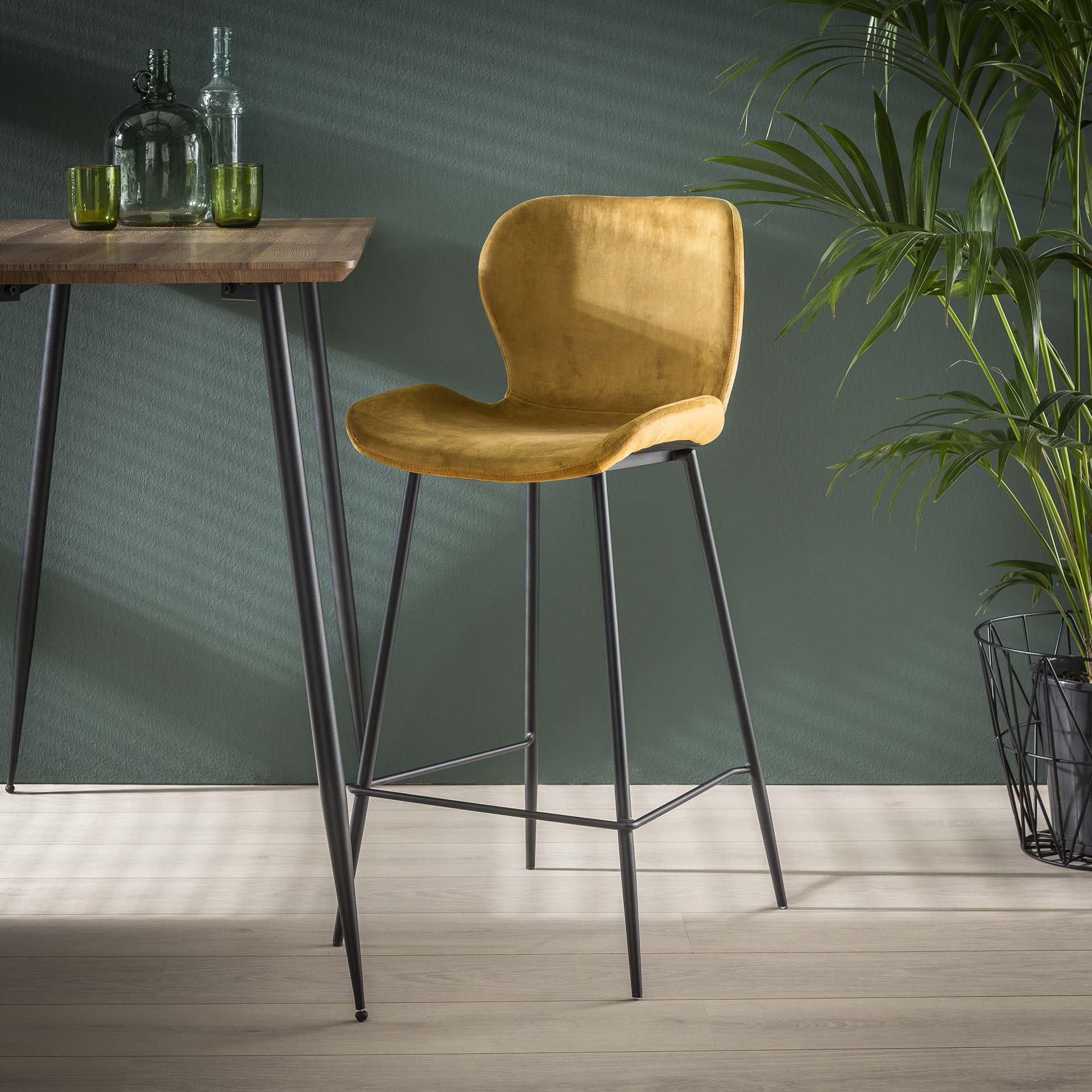 Barstoel Cario / Goudkleurig velours