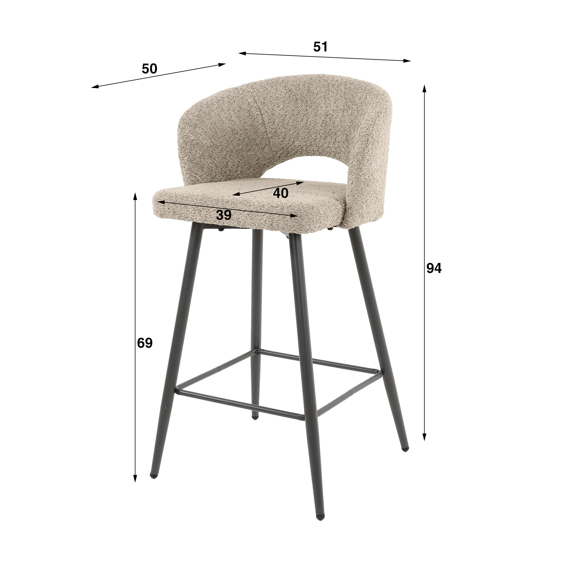 Barstoel boucle salon / Boucle grijs