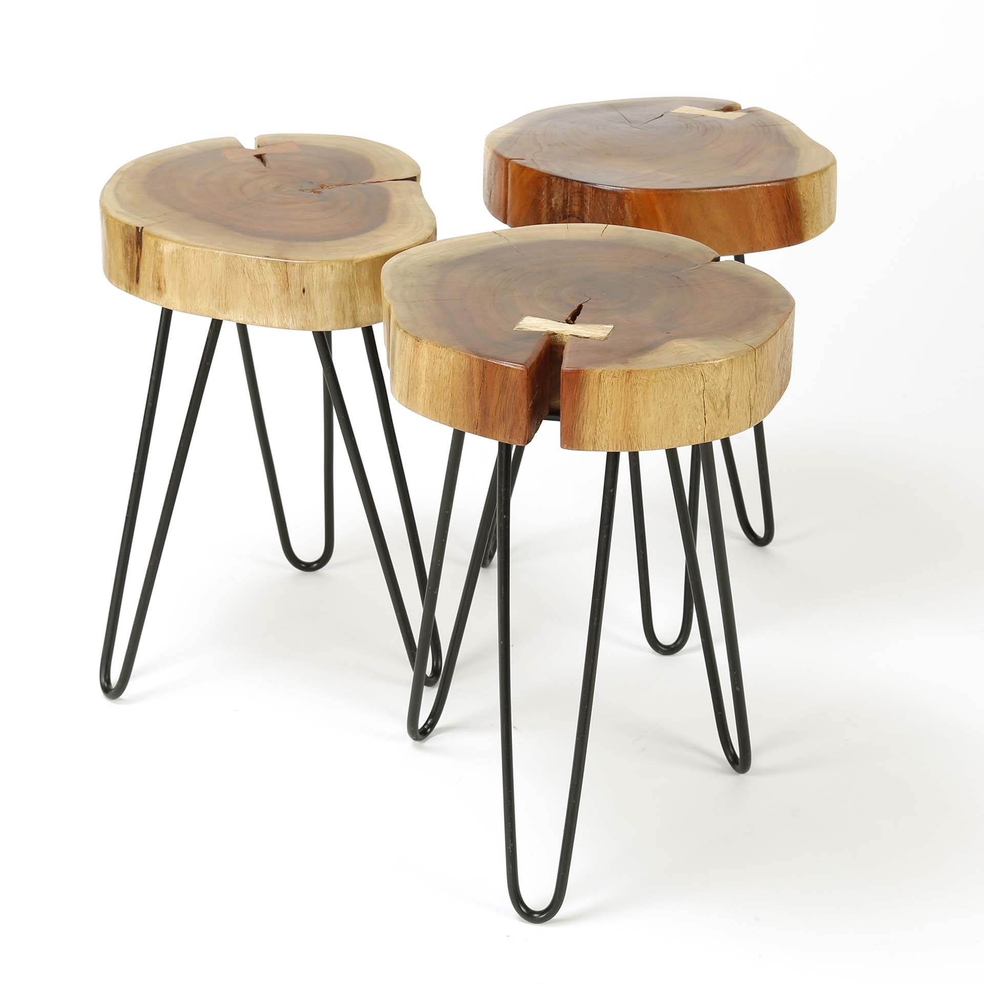 Bijzettafel stam in 6cm dik massief acacia