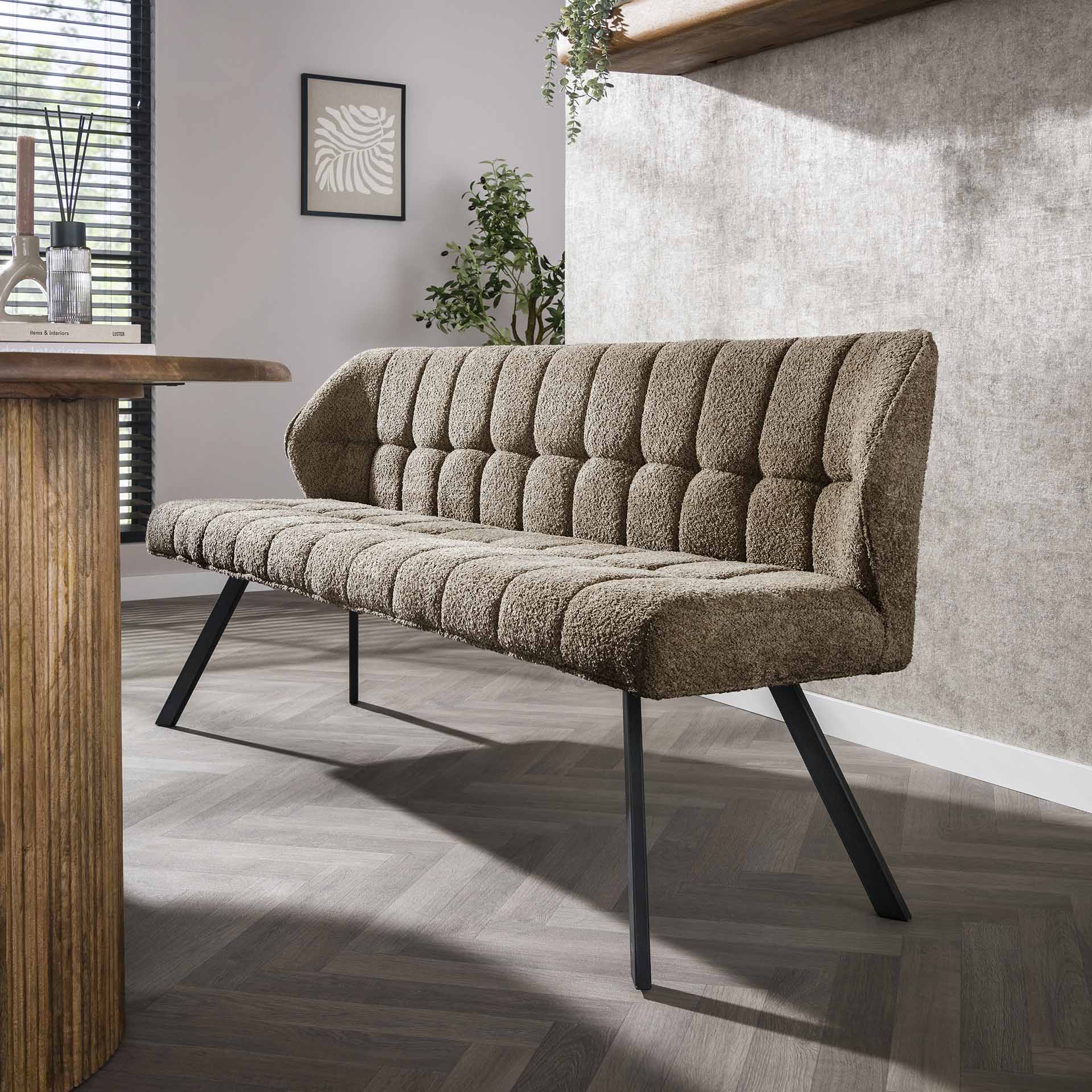 Eetkamerbank raster / Boucle taupe