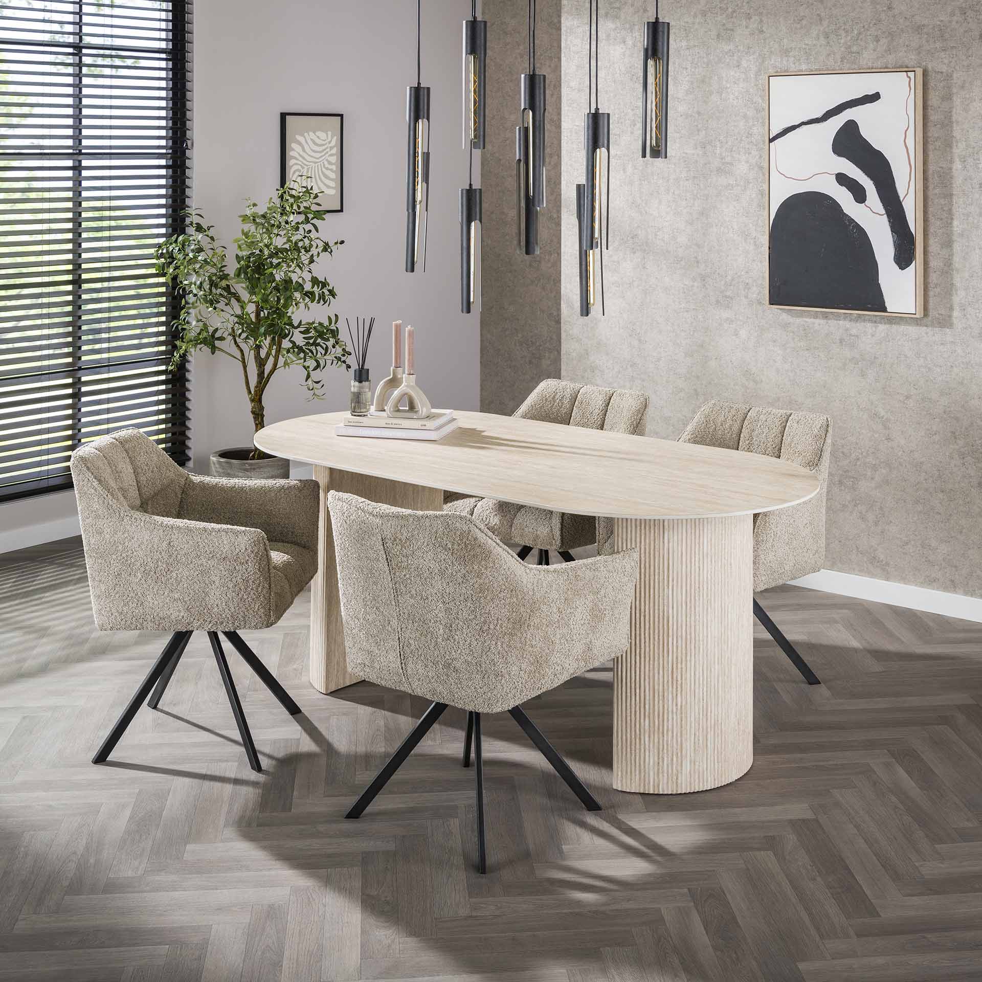 Eetkamertafel 180 arch ceramic / Ceramic travertine