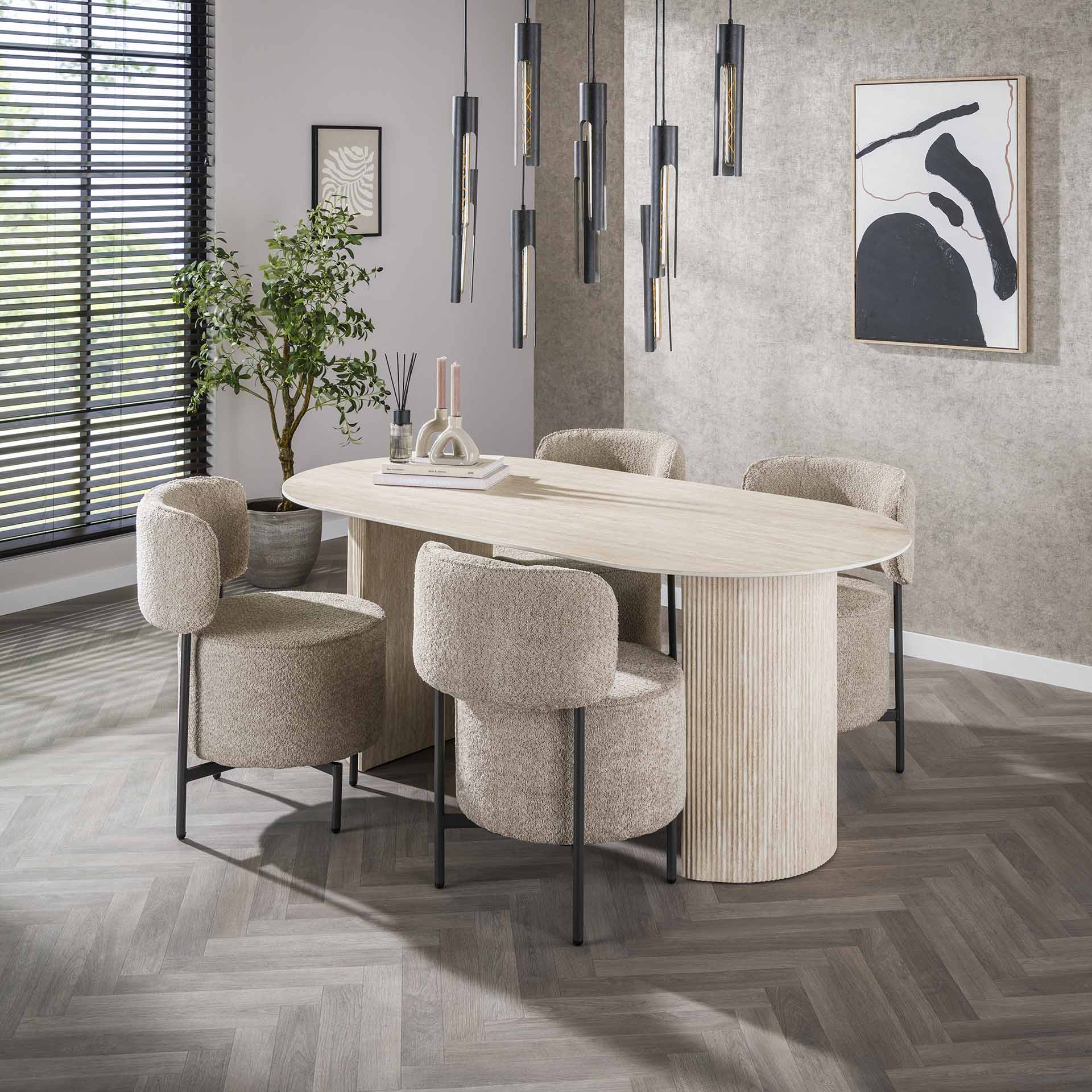Eetkamertafel 180 arch ceramic / Ceramic travertine