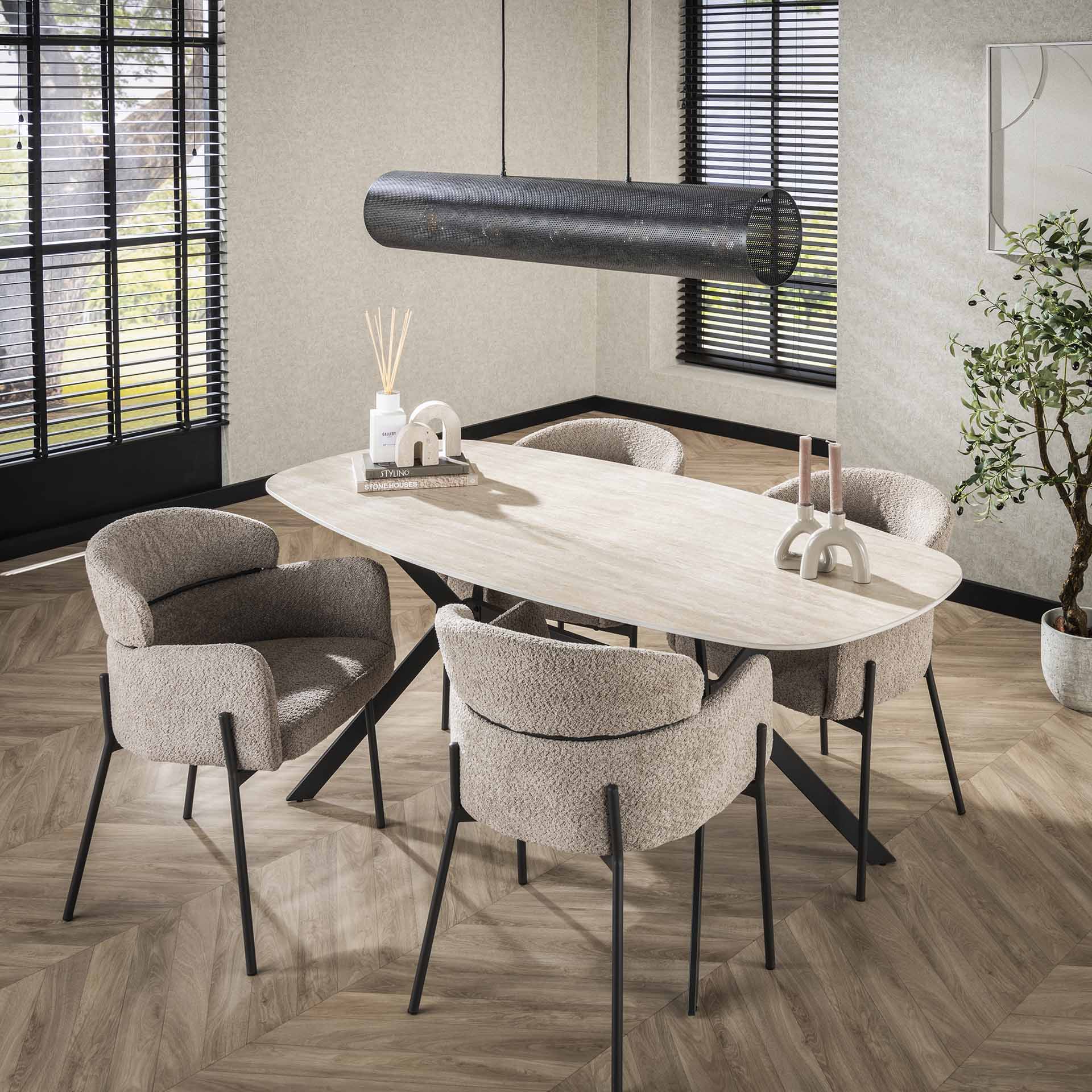 Eetkamertafel 180 ceramic / Ceramic travertine