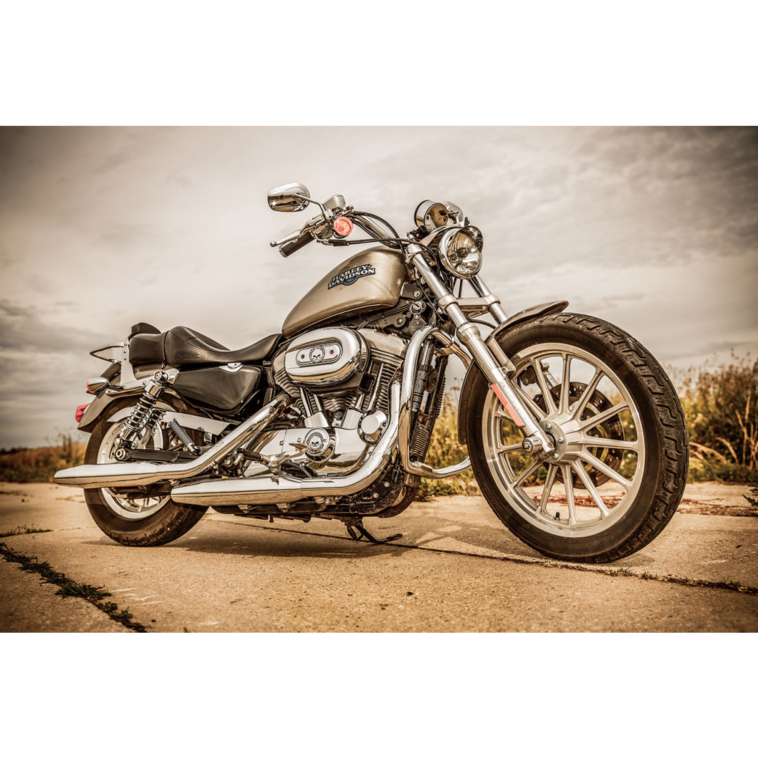 Glasschilderij Harley Davidson moter 80x120