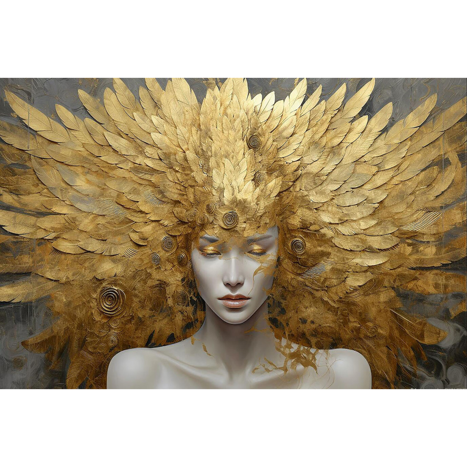 Glasschilderij Vrouw met gouden tooi 160x110
