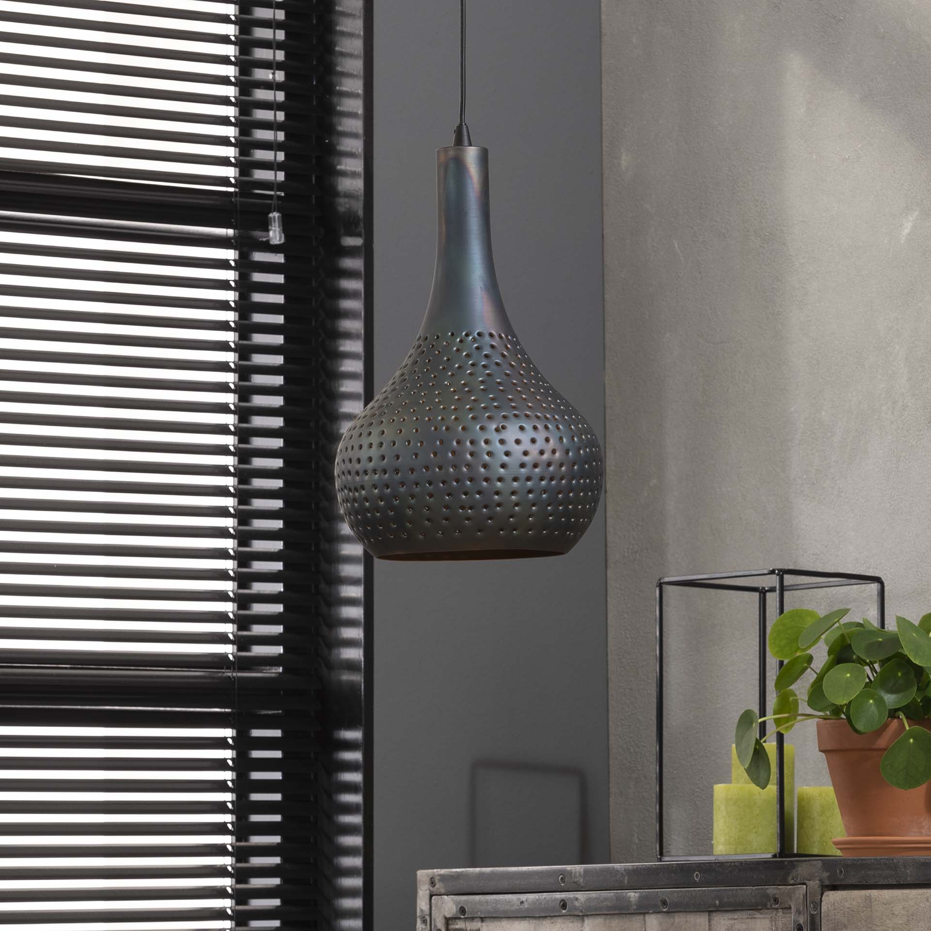 Hanglamp 1x industry concrete kegel/Zwart bruin