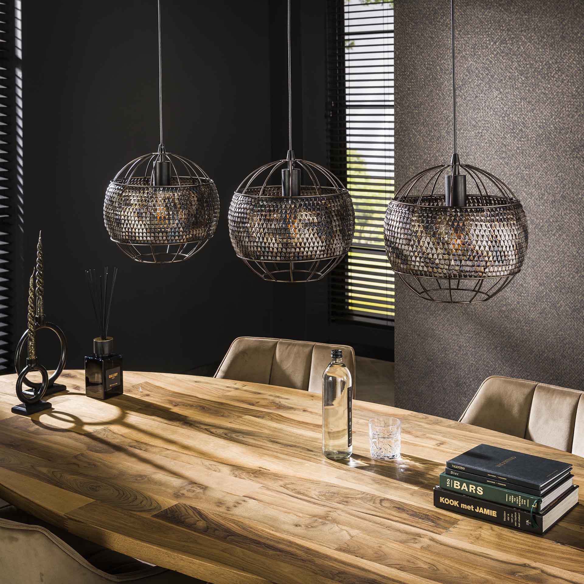 Hanglamp 3L 30 armor open / Zwart bruin