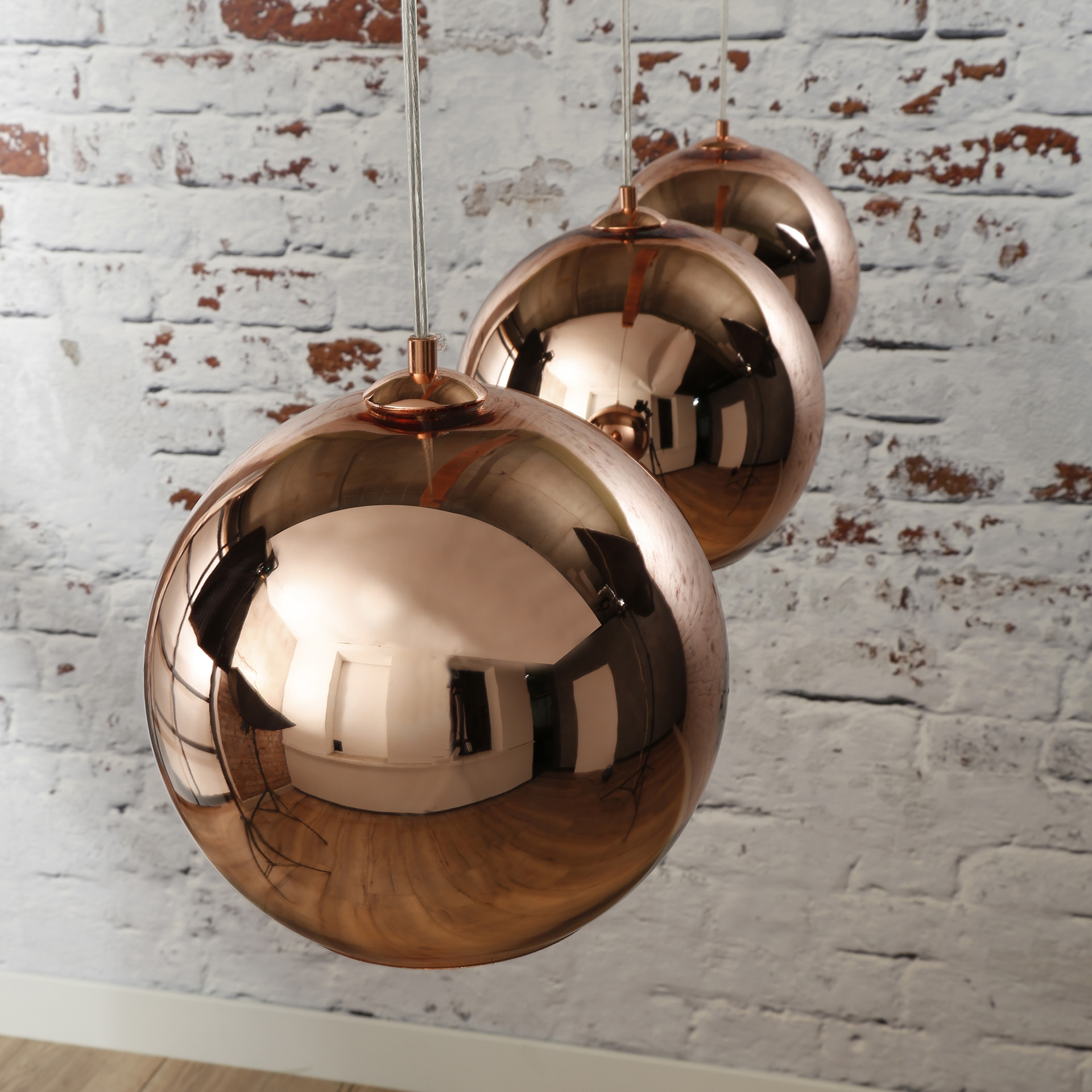 Hanglamp 3L globe / Koper