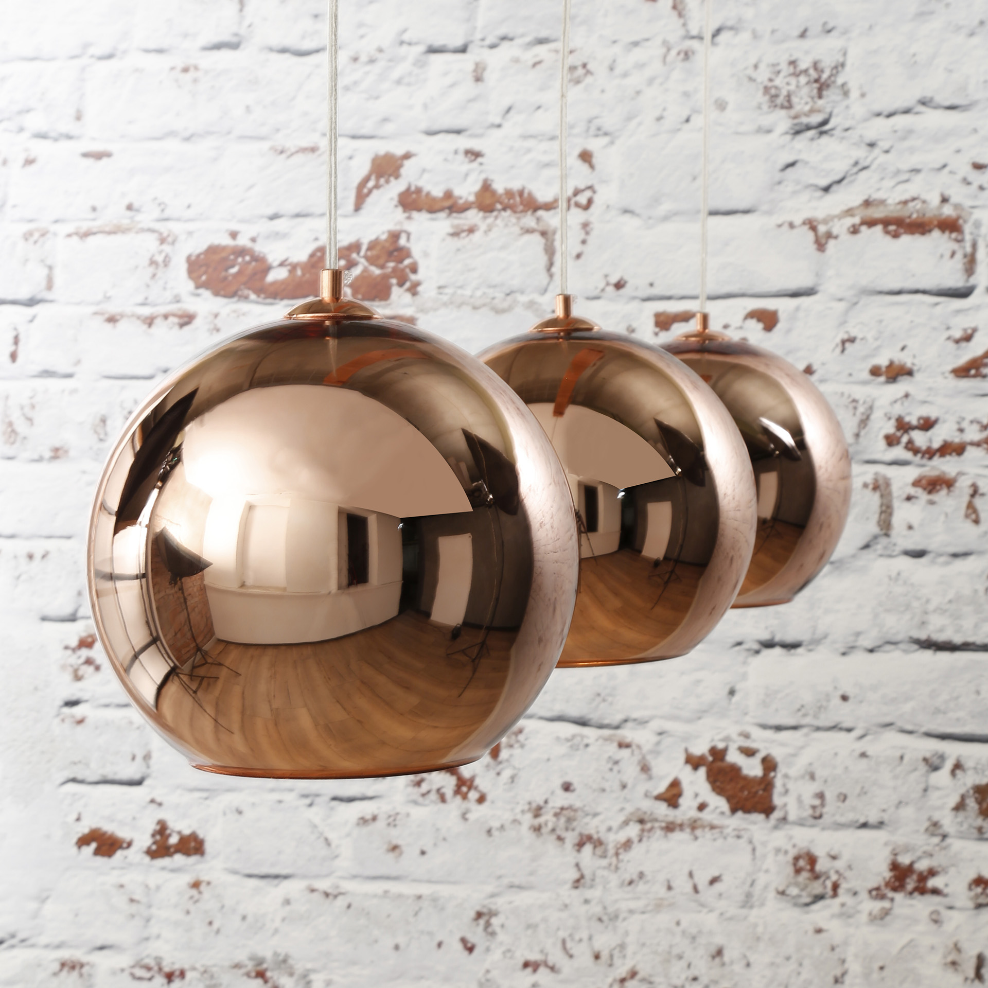 Hanglamp 3L globe / Koper
