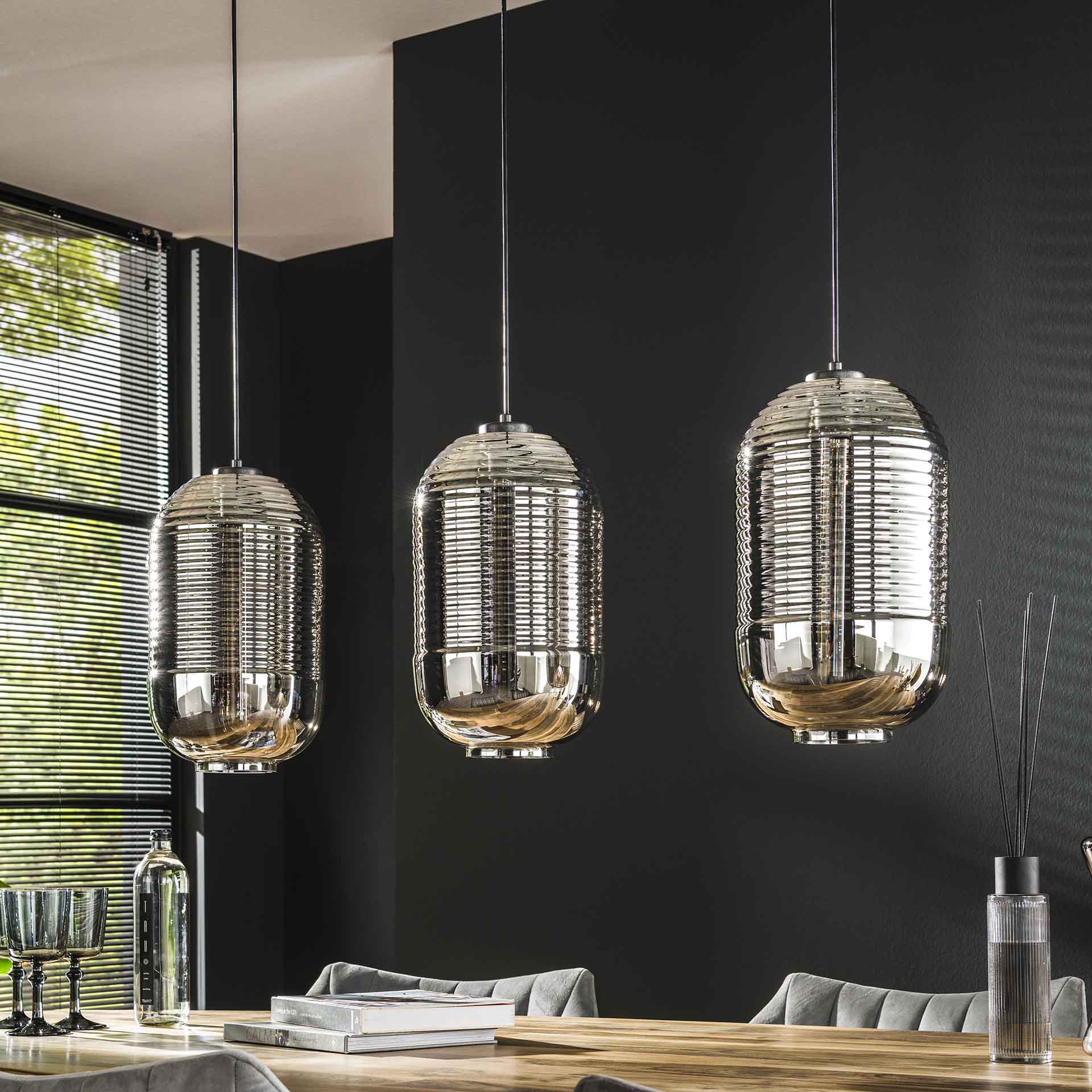 Hanglamp 3L tub chromed glass