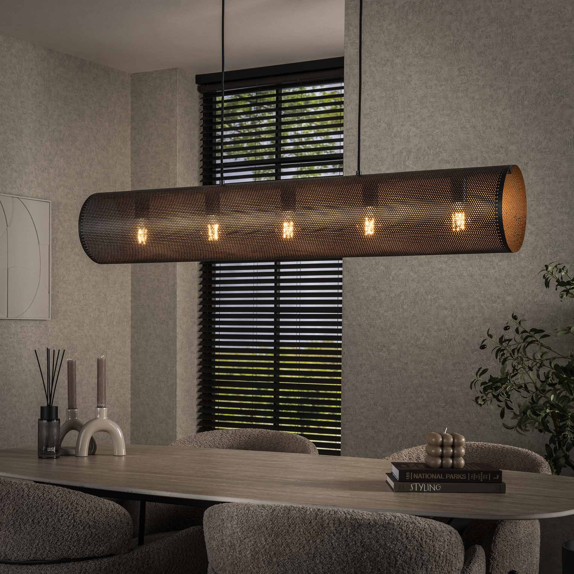 Hanglamp 5L koker mesh / Artic zwart