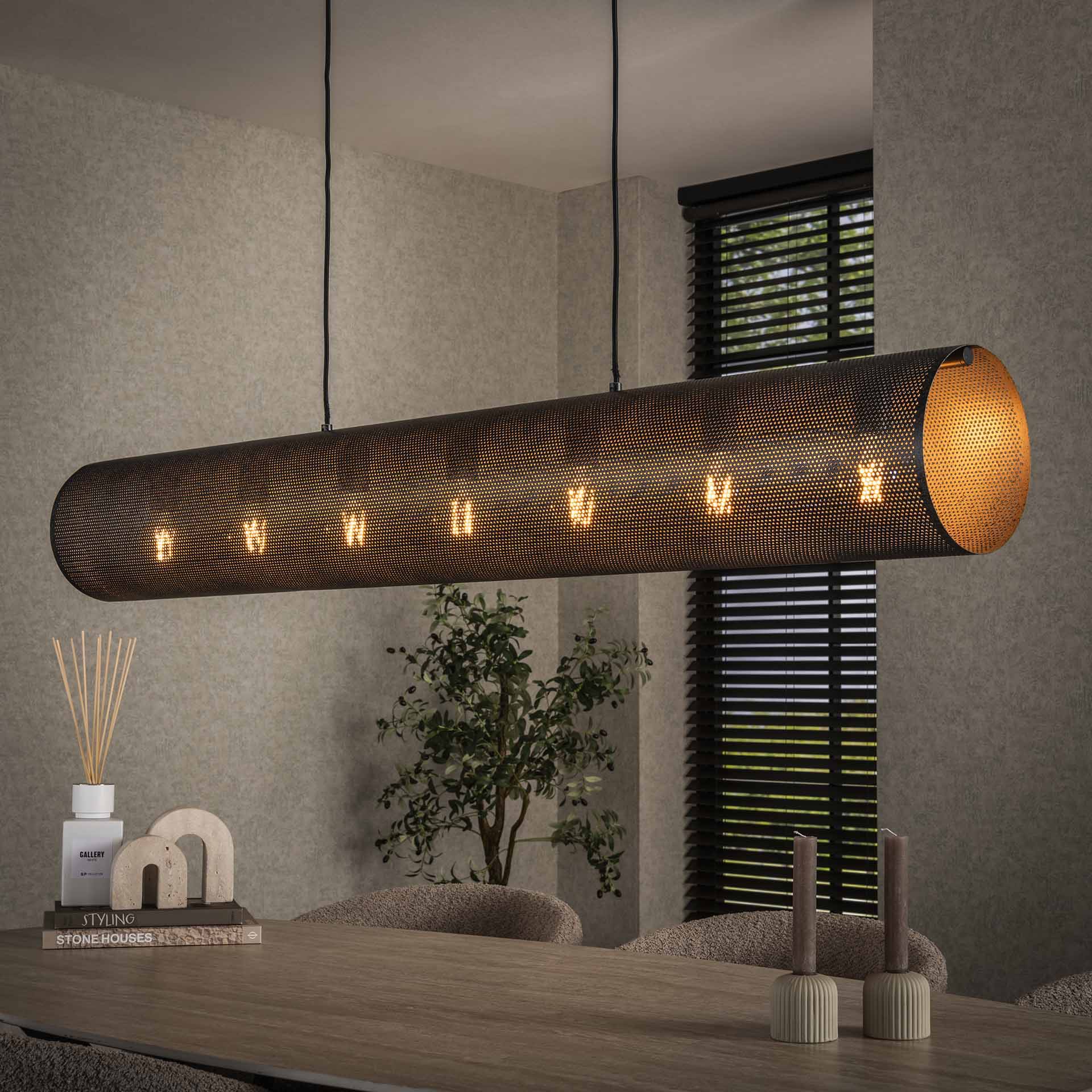 Hanglamp 7L koker XL mesh / Artic zwart