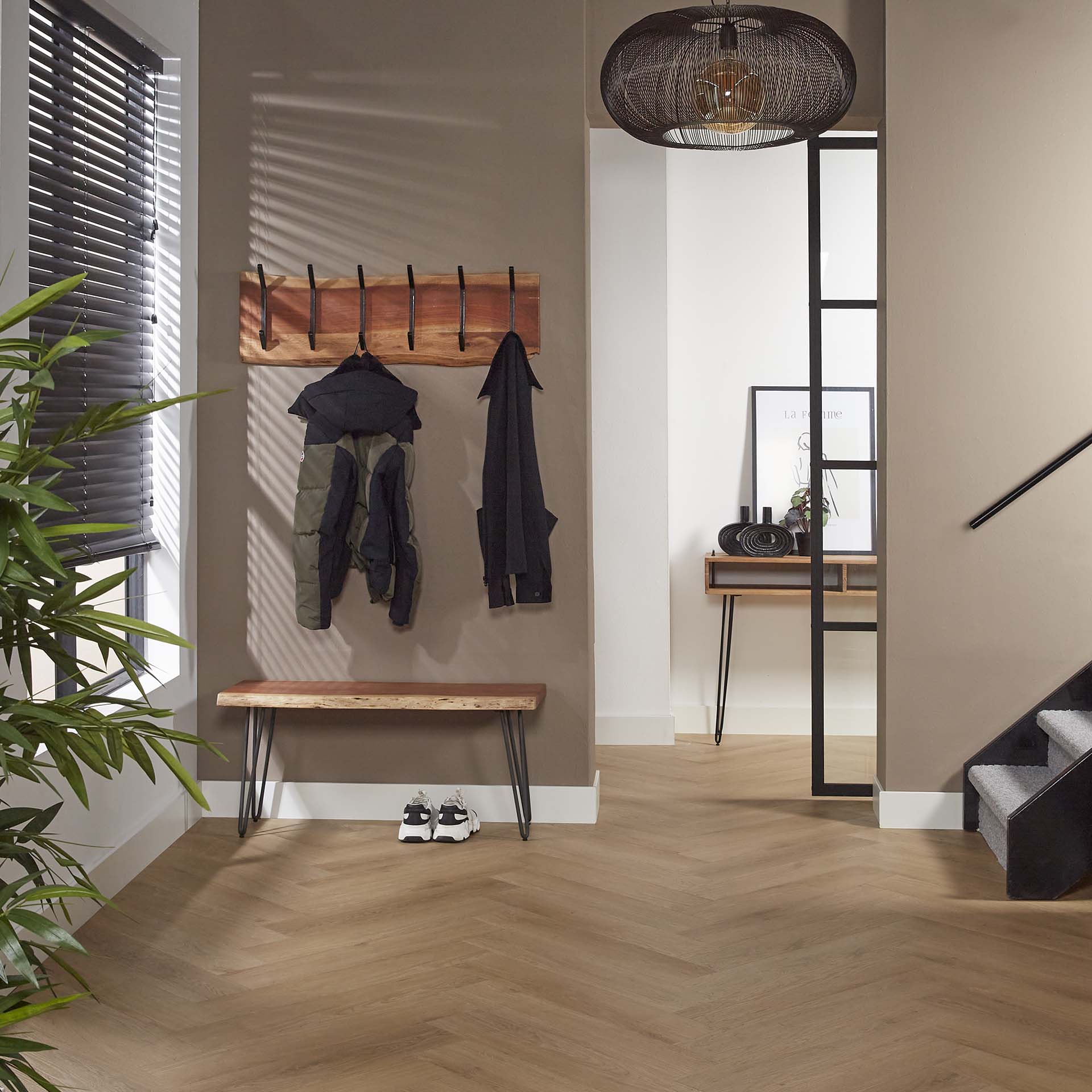 Kapstok edge 2x6 haken / Massief acacia naturel