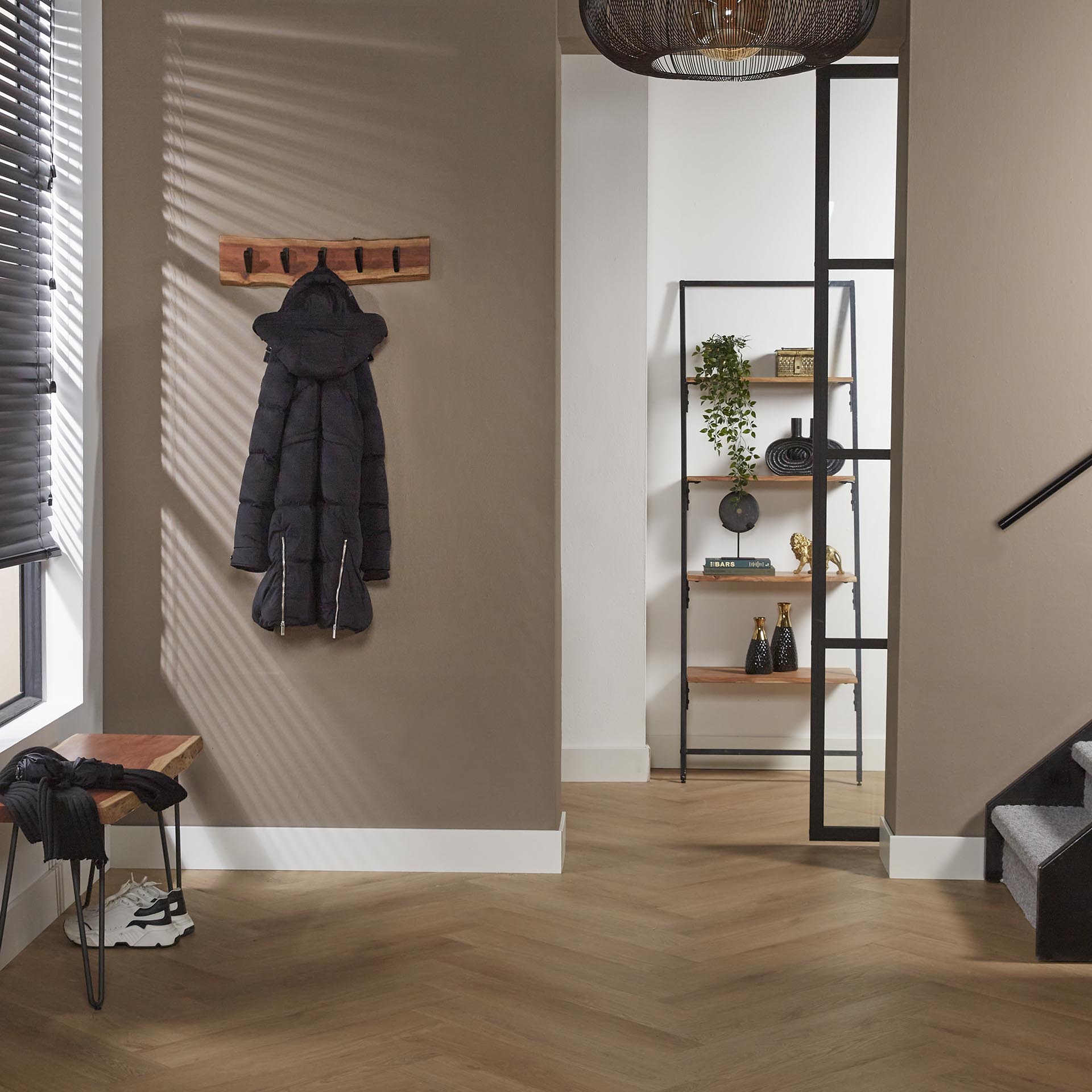 Kapstok edge 5 haken / Massief acacia naturel