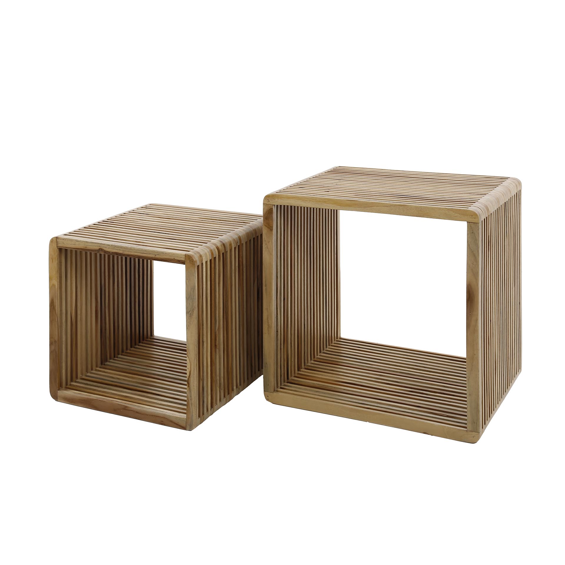 Salontafel set/2 rib / Teakhout verweerd