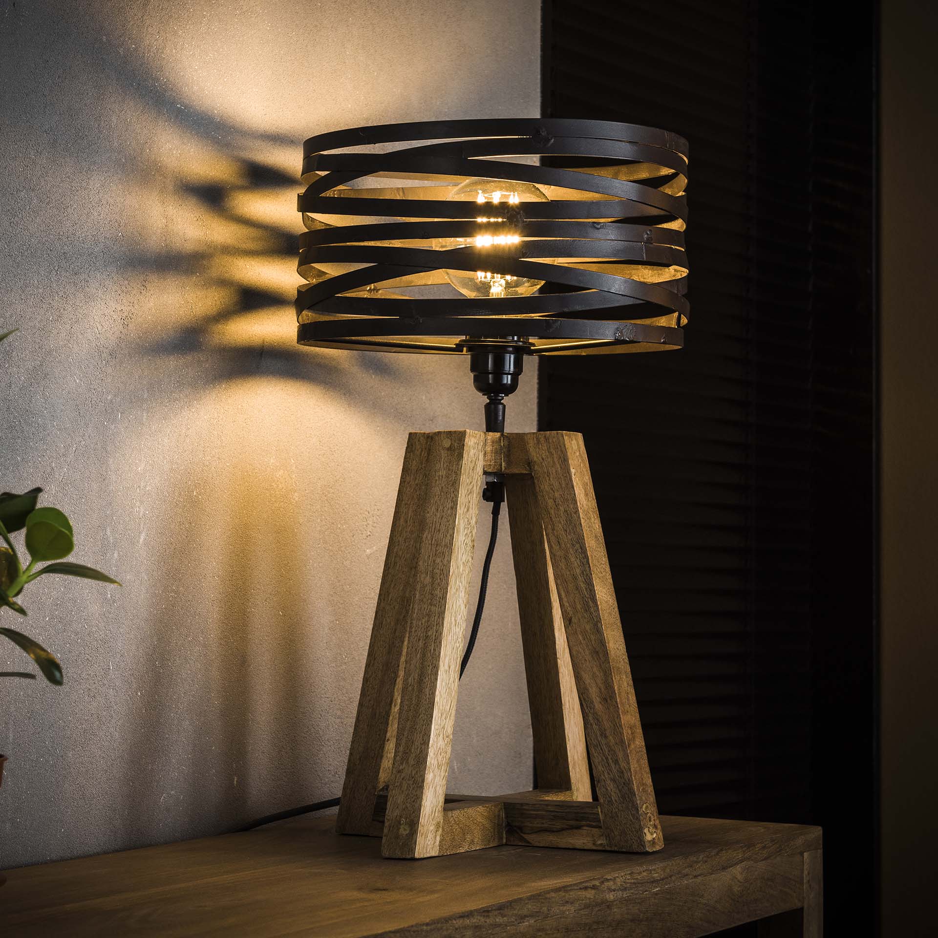 Tafellamp twist houten kruisframe / Slate grey