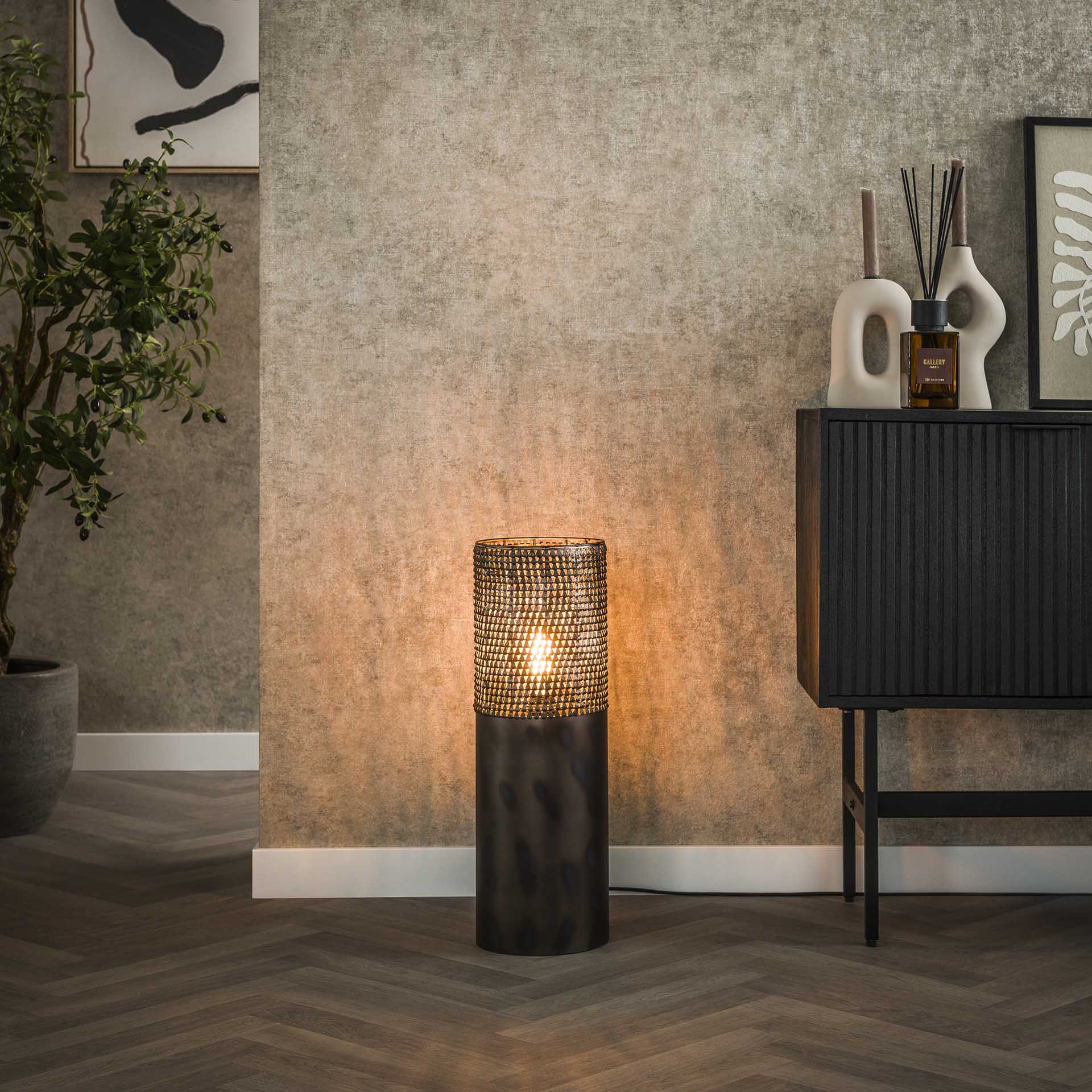 Vloerlamp 20 cilinder 60cm / Zwart bruin