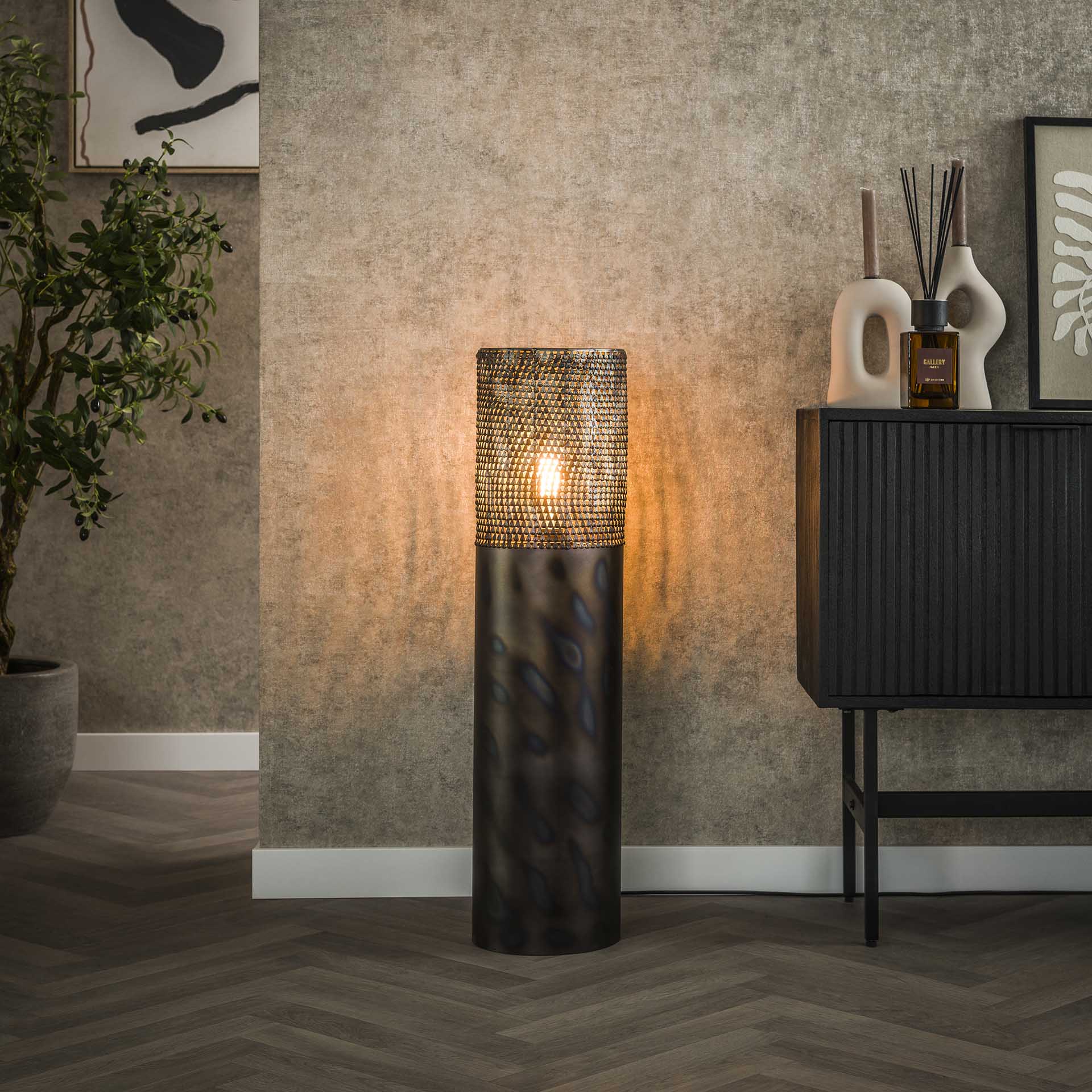 Vloerlamp 22,5 cilinder 90cm / Zwart bruin