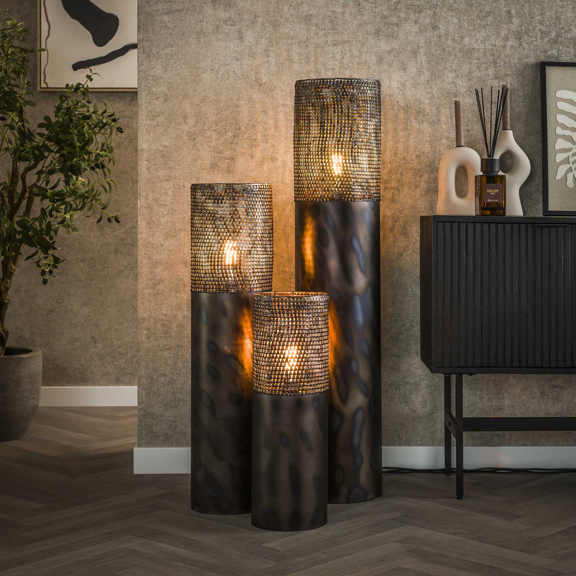 Vloerlamp 25 cilinder 120cm / Zwart bruin