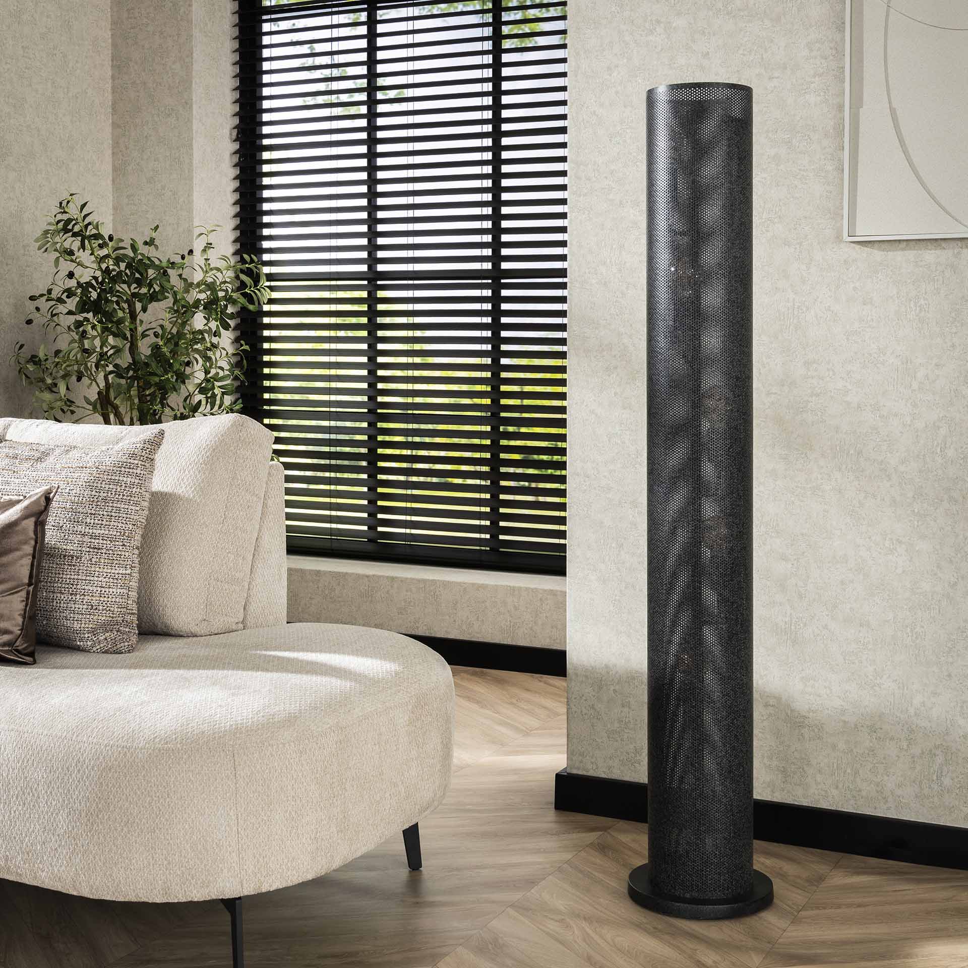 Vloerlamp 5L koker mesh / Artic zwart