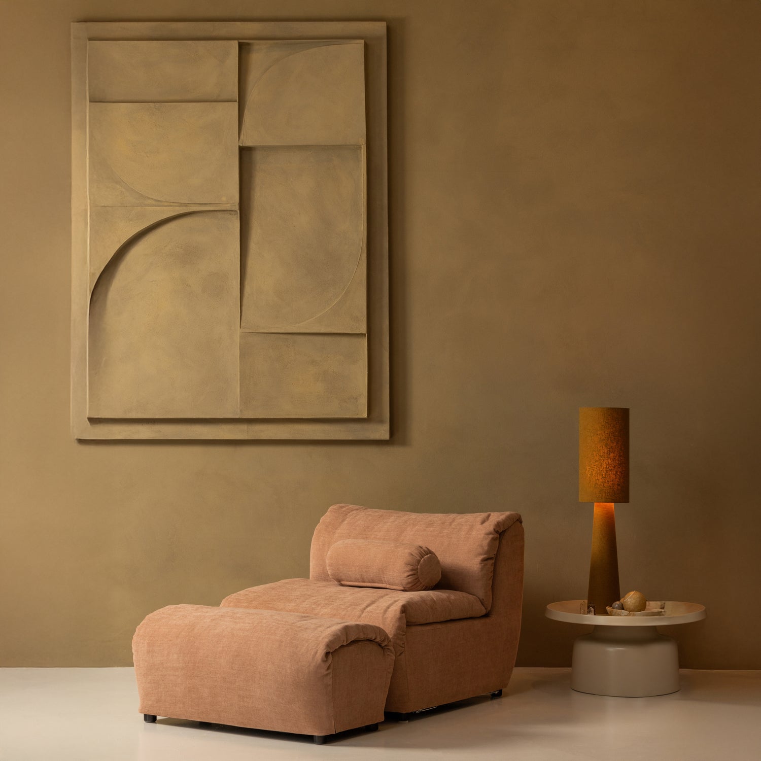 BAGGY HOCKER GEWEVEN CHENILLE OUDROZE