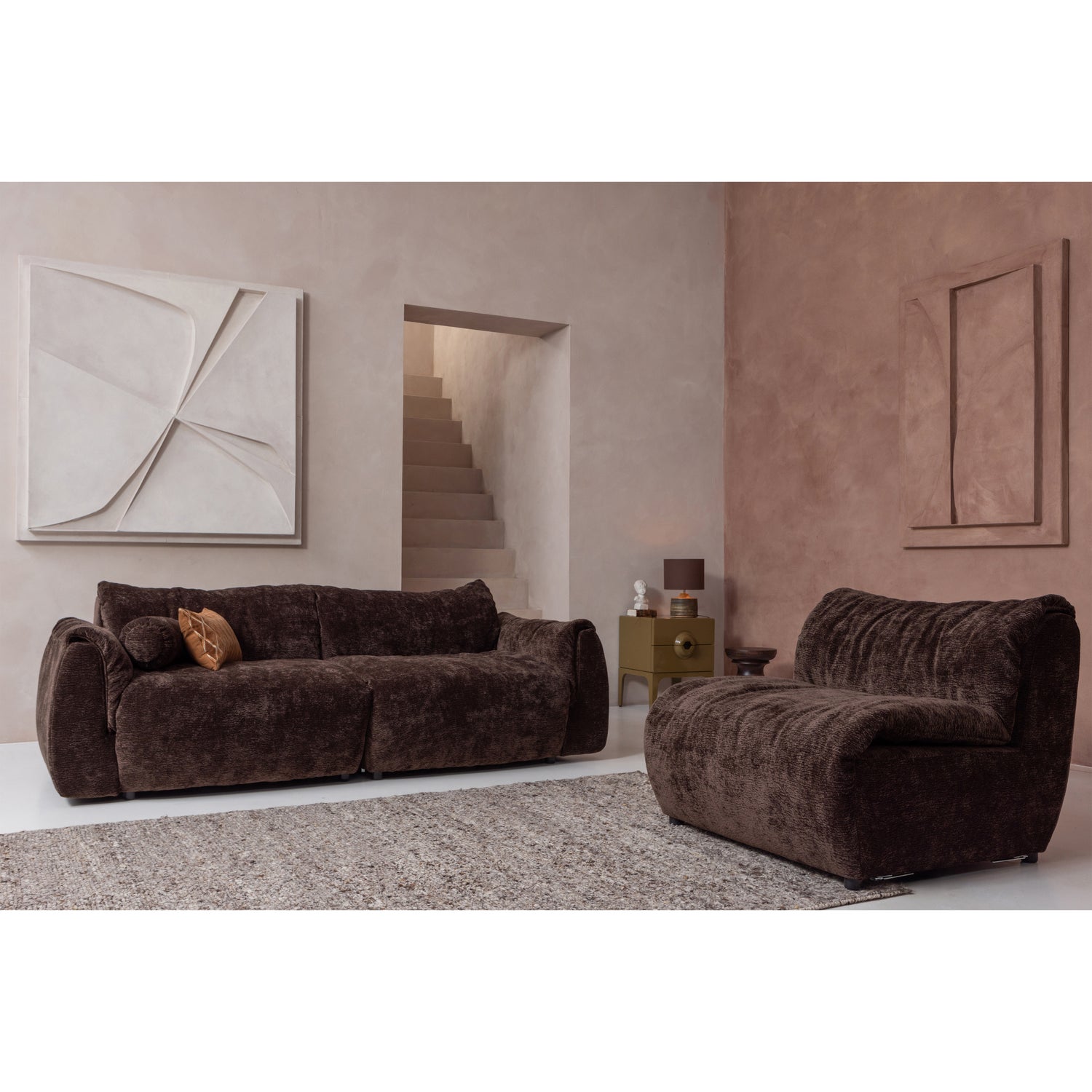BAGGY ROLKUSSEN 50xO23CM 3D CHENILLE DONKERBRUIN