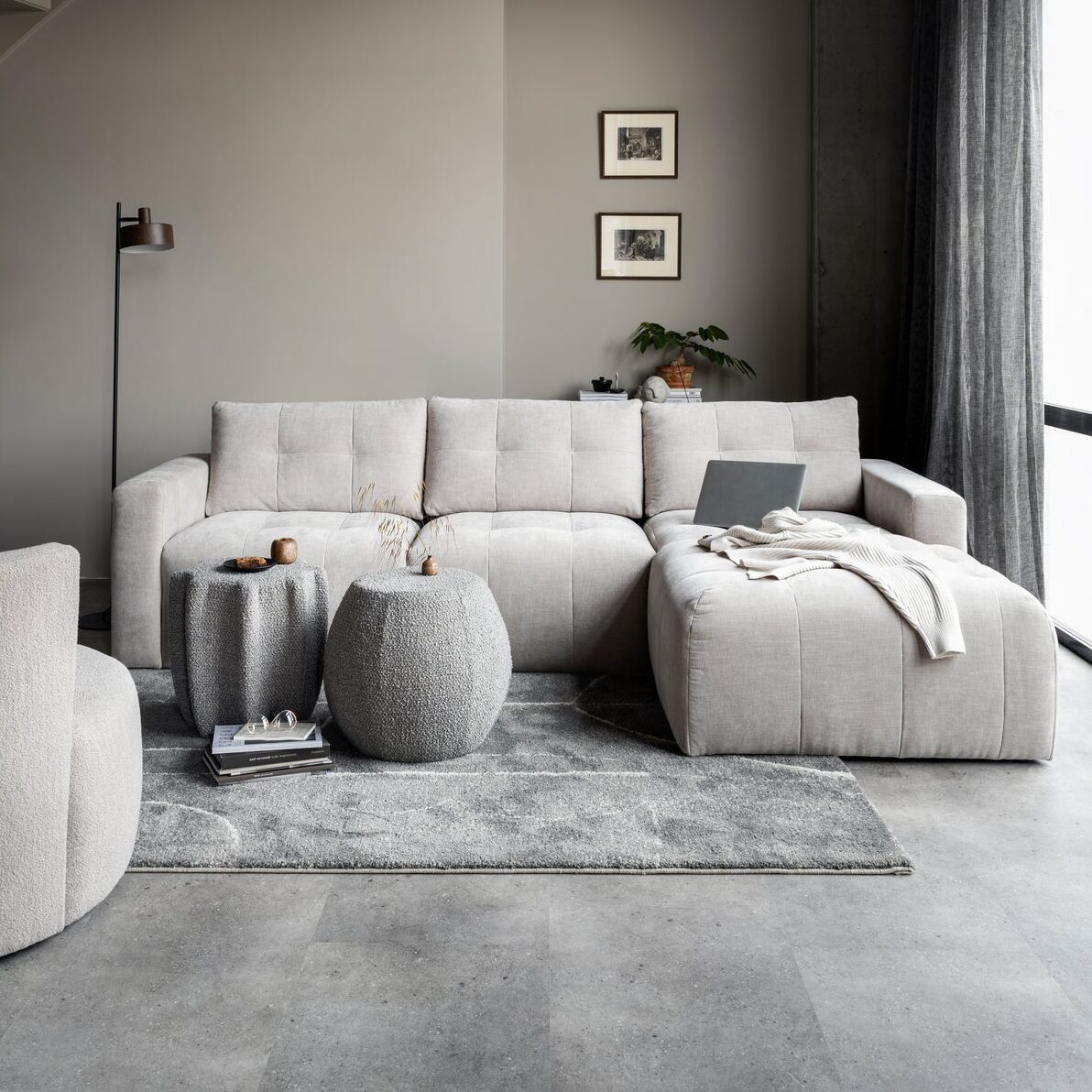 Bar-Chaise-Longue-Geweven-Stof-Rechts-Zand Een kleine hoekbank kopen