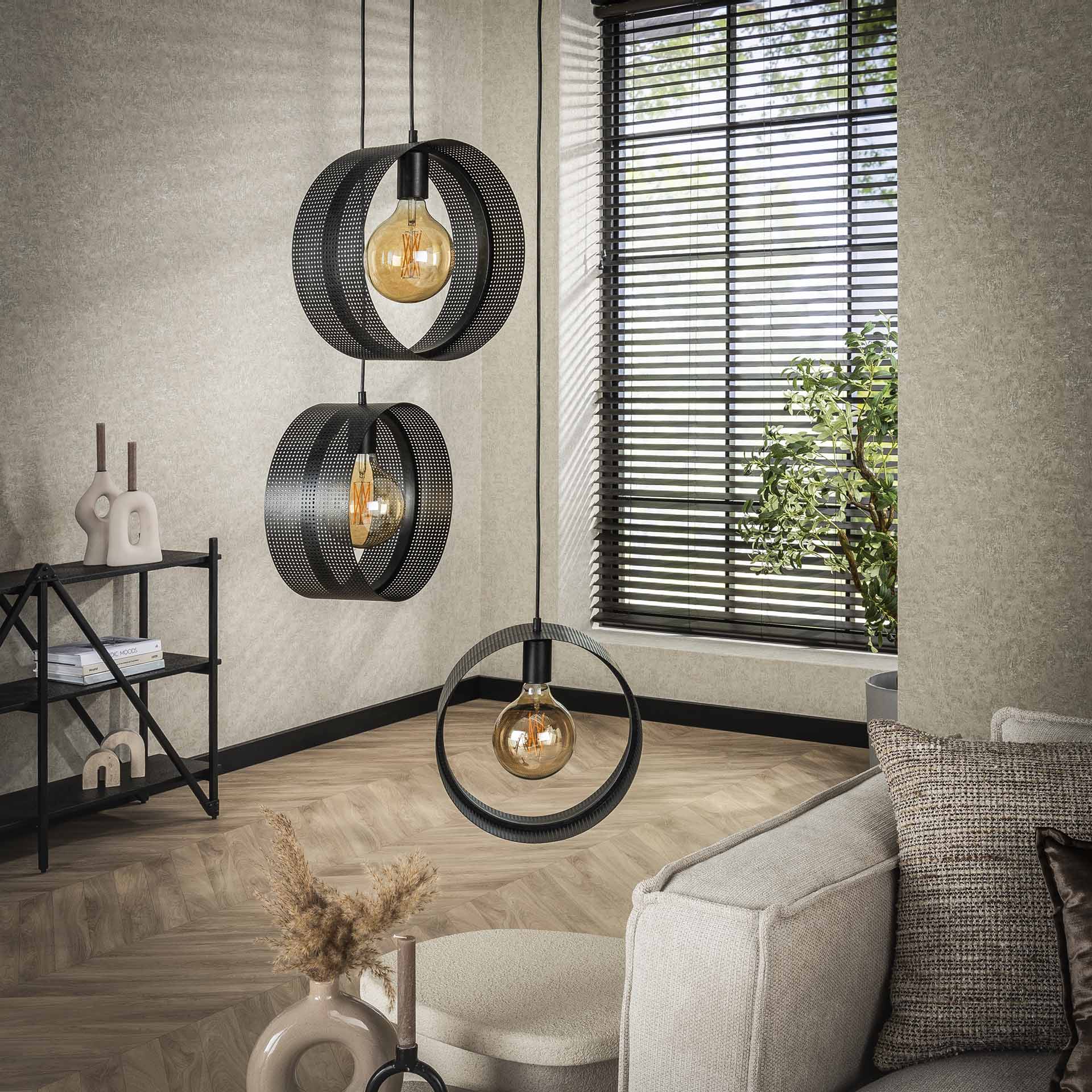 Hanglamp 3L ring geperforeerd / Charcoal