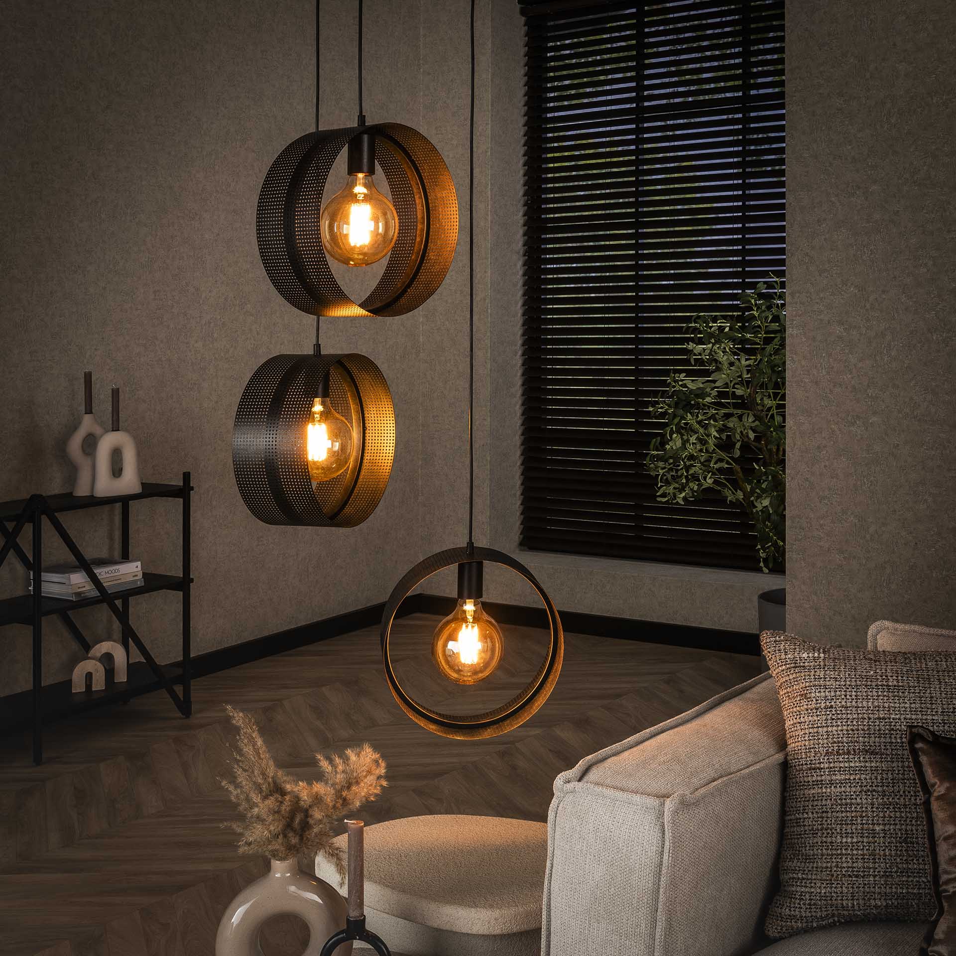Hanglamp 3L ring geperforeerd / Charcoal
