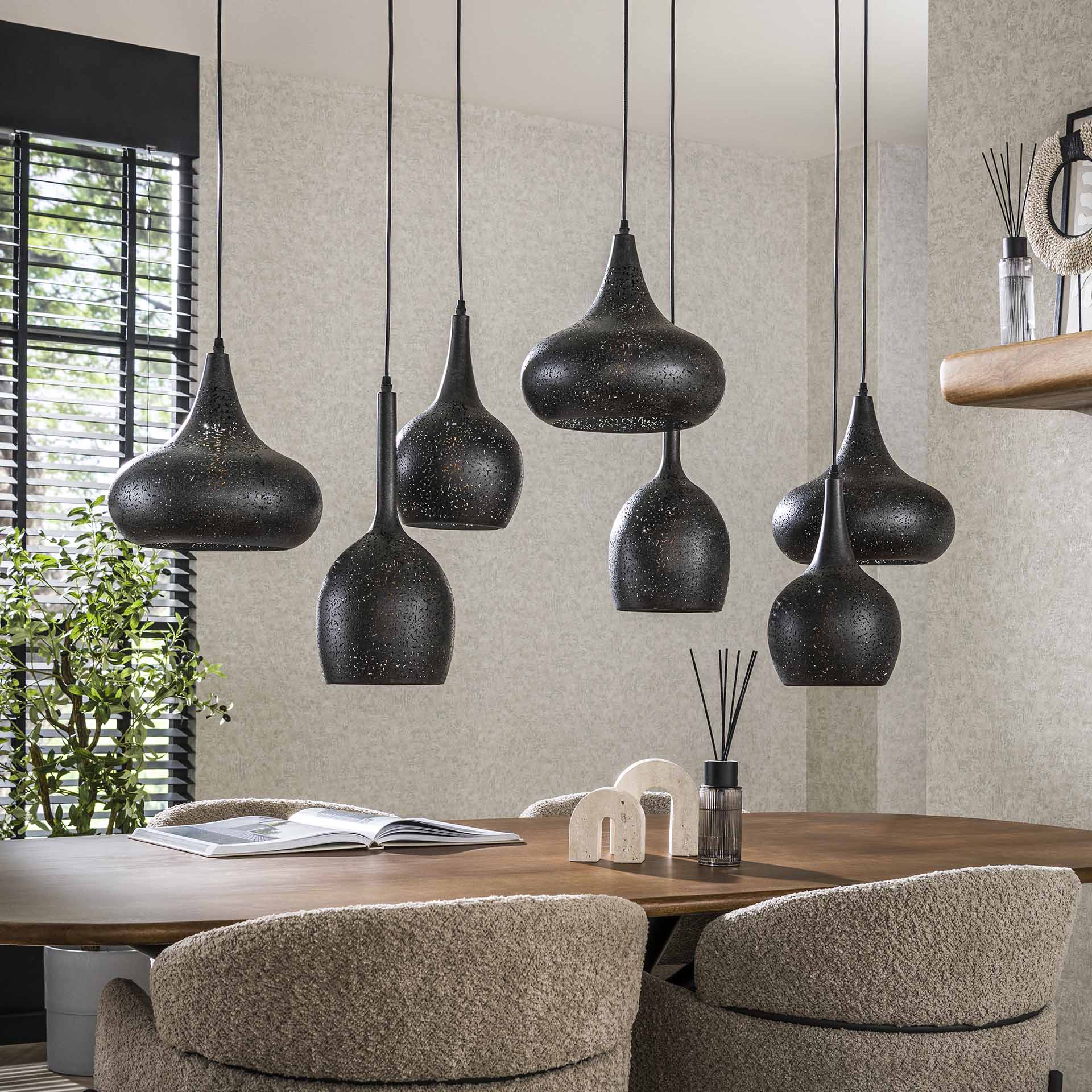 Hanglamp 4+3 zip / Artic zwart