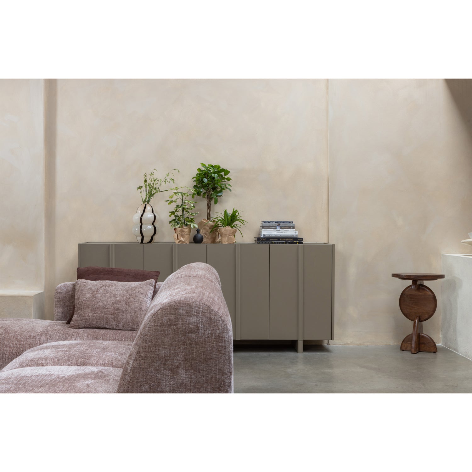 KENCY VAAS GLAS MET STREEP NATUREL/ZWART